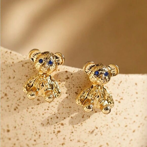 Teddy bear stud earrings N295 - Picture 1 of 6